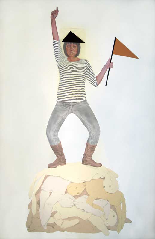 Akimoto, Ellen, Hail The Conquering Hero . 2010 . 285 x 152 cm . Graphit, Pastell, India Ink auf Papier und Papiercollage
