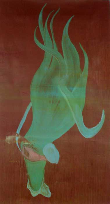 Baumann, Steffi, Unterwassertier . 2009 . 241 x 133 cm . Öl auf Leinwand