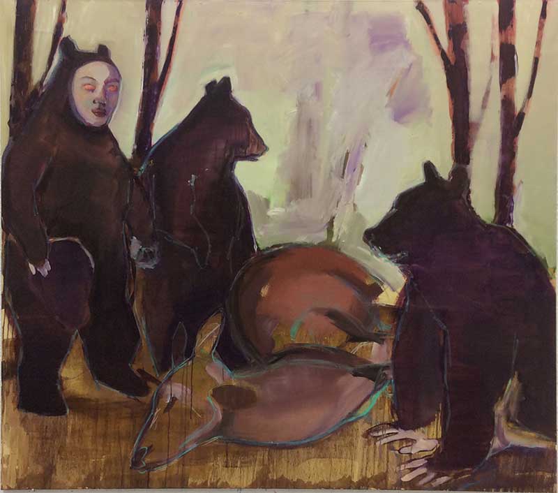Hildmann, Ekaterina, Vollendete Treibjagd . 2015 . Öl auf Leinwand . 150 x 170 cm