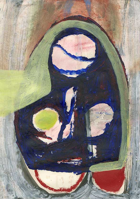 Kajzer, Aneta, Ohne Titel . 2016 . Gouache, Tusche, Öl und Ölstift auf Papier . 42 x 29 cm
