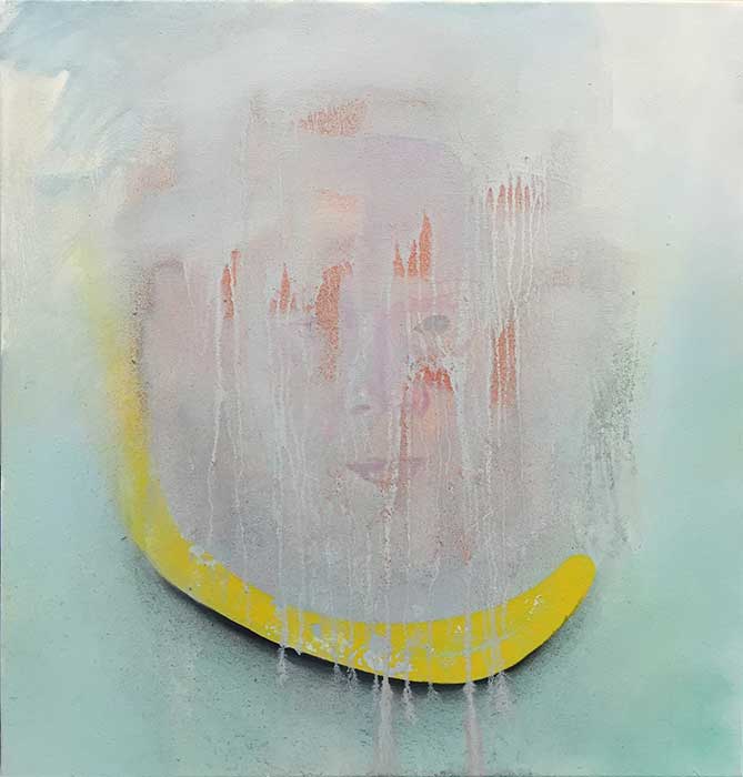 Salomon, Thorsten, Banane . 2015 . Öl und Sprayfarbe auf Leinwand . 70 x 67 cm